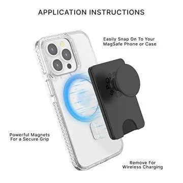 PopSockets Phone Wallet with Expanding Grip, Phone Card Holder, Wireless Charging Compatible, Wallet Compatible with MagSafe® - Black