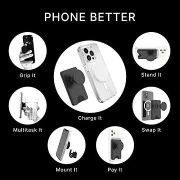 PopSockets Phone Wallet with Expanding Grip, Phone Card Holder, Wireless Charging Compatible, Wallet Compatible with MagSafe® - Black