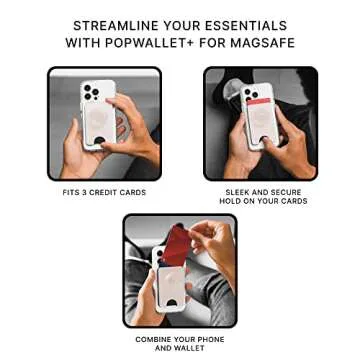 PopSockets Phone Wallet with Expanding Grip, Phone Card Holder, Wireless Charging Compatible, Wallet Compatible with MagSafe® - Black