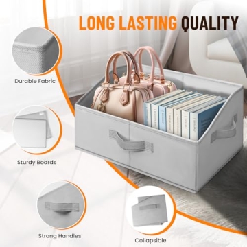 Criusia Closet Organizers Bins 4 Pack - Large Closet Shelf Organizer with Handles - Fabric Trapezoid Home Organization and Storage Baskets for Organizing Clothes Toy Blanket Towel Purse Hats