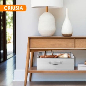 Criusia Closet Organizers Bins 4 Pack - Large Closet Shelf Organizer with Handles - Fabric Trapezoid Home Organization and Storage Baskets for Organizing Clothes Toy Blanket Towel Purse Hats