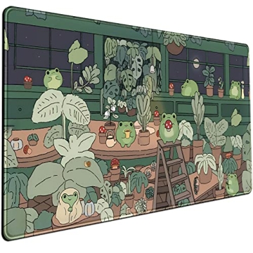Cute Frog Mouse Pad Desk Pad Kawaii Green Desk Decor Mat, Large Gaming Mouse Pad for Desk Computer K...