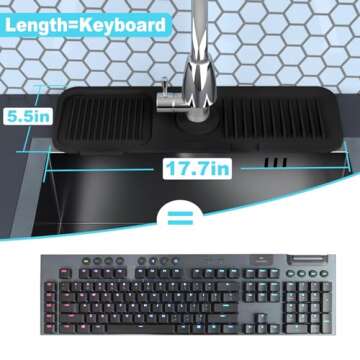 Abulun 5°Slope Sink Splash Guard Behind Faucet -Black Silicone draining mat for Kitchen Sink -Handl...