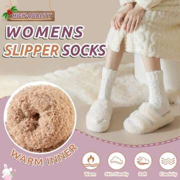 WEVIAS Womens Fuzzy Socks Slipper Fluffy Comfy Cozy Winter Soft Warm Fleece Cabin Plush Sleep Socks (Black/White/Grey/Khaki/Pink)