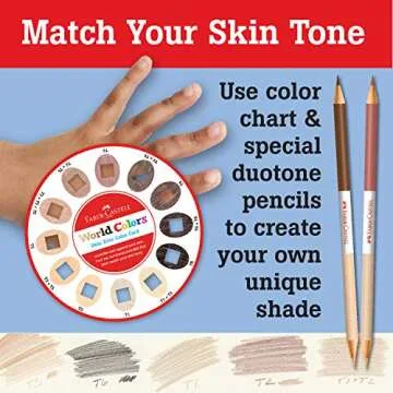 Faber-Castell World Colors How to Draw Faces Kit - Learn to Draw Portraits for Beginners - 40 Piece Skin Tone Coloring Pencils and Paper Art Set