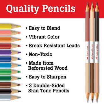 Faber-Castell World Colors How to Draw Faces Kit - Learn to Draw Portraits for Beginners - 40 Piece Skin Tone Coloring Pencils and Paper Art Set