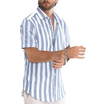 JMIERR Men's Stylish Button-Up Summer Dress Shirt