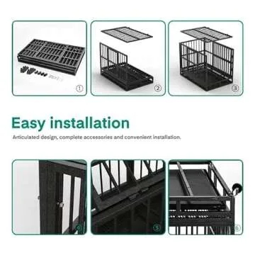 WOKEEN Heavy-Duty Dog Crate with Wheels for Large Breeds