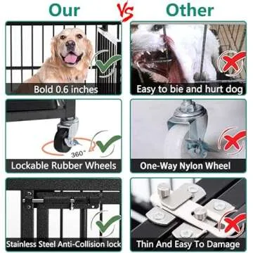 WOKEEN Heavy-Duty Dog Crate with Wheels for Large Breeds