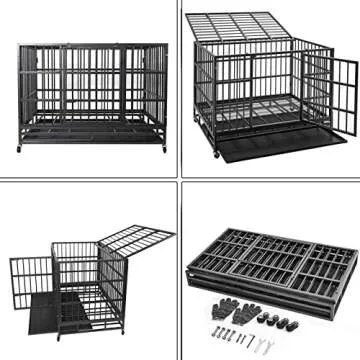 WOKEEN Heavy-Duty Dog Crate with Wheels for Large Breeds