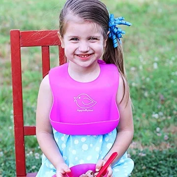 Happy Healthy Parent Silicone Bibs Easy Clean Durable & Waterproof