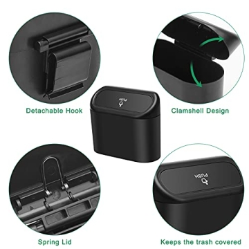AHIER Small Car Trash Can - Compact, Portable, Convenient