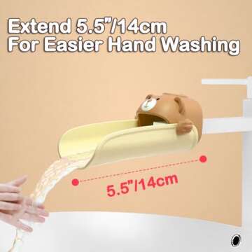 DLUCKY Faucet Extender for Sink Easy Use Sink Faucet Extenders with Temperature Sensitive for Toddlers, Kids Hand Washing Faucet Extension for Bathroom Sink, Kitchen, Brown