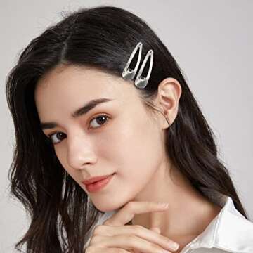 Dofash 5CM/2IN Snap Hair Clips Mini Silver Hair Clips for Women Metal Small Hair Clips Hair Grips Hair Accessories 12 Count/Silver