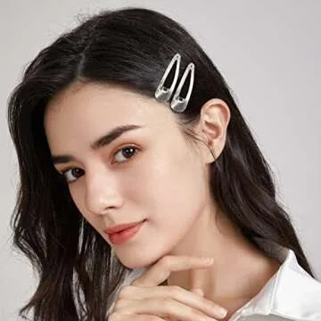 Dofash 5CM/2IN Snap Hair Clips Mini Silver Hair Clips for Women Metal Small Hair Clips Hair Grips Hair Accessories 12 Count/Silver