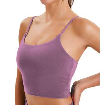 Women's Sports Bras Comfy Padded Gym Workout Crop Top Camisole Shirt Running Cami Yoga Crop Tank Tops Purple