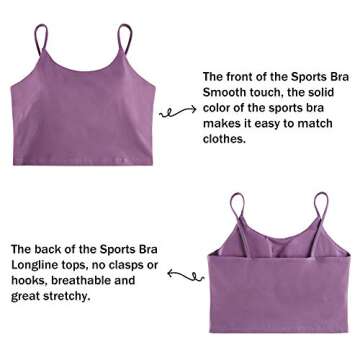 Women's Sports Bras Comfy Padded Gym Workout Crop Top Camisole Shirt Running Cami Yoga Crop Tank Tops Purple