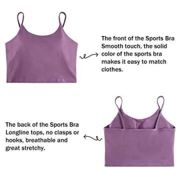 Women's Sports Bras Comfy Padded Gym Workout Crop Top Camisole Shirt Running Cami Yoga Crop Tank Tops Purple