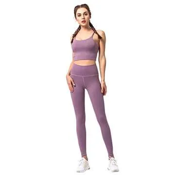 Women's Sports Bras Comfy Padded Gym Workout Crop Top Camisole Shirt Running Cami Yoga Crop Tank Tops Purple