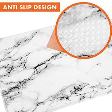 OPUX Anti Fatigue Kitchen Floor Mat, Reversible Cushioned Memory Foam Kitchen Rug Pad, Waterproof Non-Slip Padded Comfort Standing Mat for Office Laundry Home, 47x17 (Marble Gray)