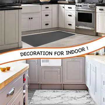 OPUX Anti Fatigue Kitchen Floor Mat, Reversible Cushioned Memory Foam Kitchen Rug Pad, Waterproof Non-Slip Padded Comfort Standing Mat for Office Laundry Home, 47x17 (Marble Gray)