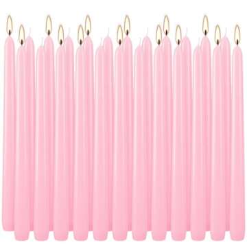 Elegant 10 Inch Pink Taper Candles Set of 24 - Dripless & Unscented for Every Occasion