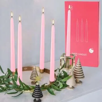 Elegant 10 Inch Pink Taper Candles Set of 24 for Any Occasion