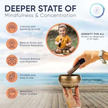 Tibetan Singing Bowl Set - 7 chakra healing crystal stones, Rose Quartz Pendulum Necklace - Handcraf...