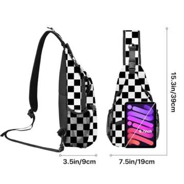 Yrebyou Checker Sling Bag Adjustable Crossbody Backpack