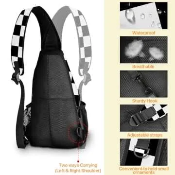 Yrebyou Checker Sling Bag Adjustable Crossbody Backpack