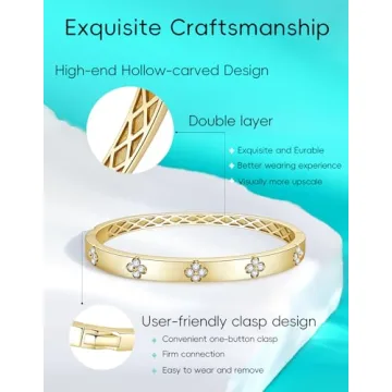 Elegant Moissanite Four Leaf Clover Bracelet for Women