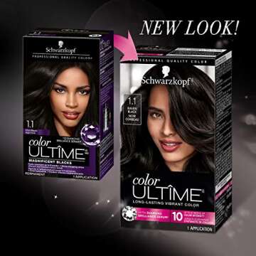 Schwarzkopf Color Ultime Hair Color, 1.1 Raven Black, 1 Application - Permanent Black Hair Dye for Vivid Color Intensity and Fade-Resistant Shine up to 10 Weeks