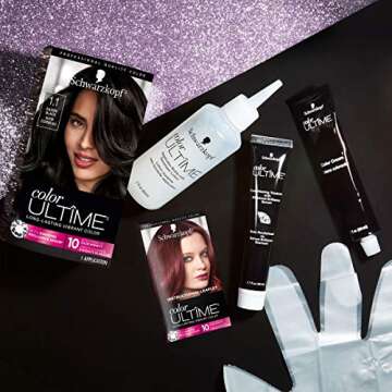 Schwarzkopf Color Ultime Hair Color, 1.1 Raven Black, 1 Application - Permanent Black Hair Dye for Vivid Color Intensity and Fade-Resistant Shine up to 10 Weeks