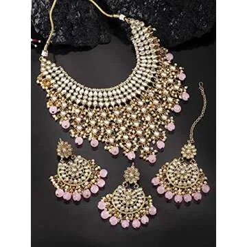 Aheli Elegant Indian Wedding Jewelry Set with Maang Tikka