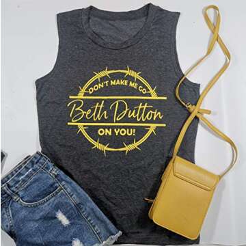 Beth Dutton Vintage Graphic Tank for Women in Gray