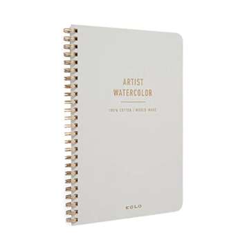 Kolo 5.5x8.5 Professional Watercolor Book, 100% Cotton, Spiral Bound, 140lb/300gsm, Cold Press