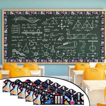 72pcs Science Lab Borders Classroom Decor, 72ft Bulletin Board Borders Trim Colorful First Day of School Cutouts for Office Classroom Bulletin Board Decorations