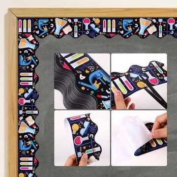 72pcs Science Lab Borders Classroom Decor, 72ft Bulletin Board Borders Trim Colorful First Day of School Cutouts for Office Classroom Bulletin Board Decorations
