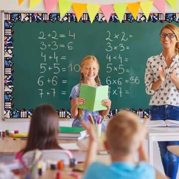 72pcs Science Lab Borders Classroom Decor, 72ft Bulletin Board Borders Trim Colorful First Day of School Cutouts for Office Classroom Bulletin Board Decorations