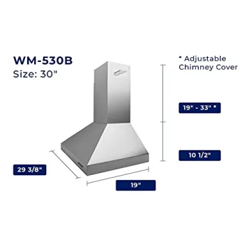 30" Matte Black Wall Mount Range Hood with Strong Suction
