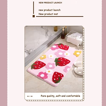 LIKETN Strawberry Bathroom Rug - Soft, Non-Slip, Washable