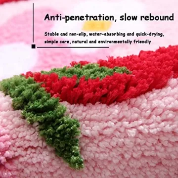 LIKETN Strawberry Bathroom Rug - Soft, Non-Slip, Washable