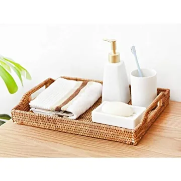 Elegant Hand-Woven Rattan Tray for Serving and Decor