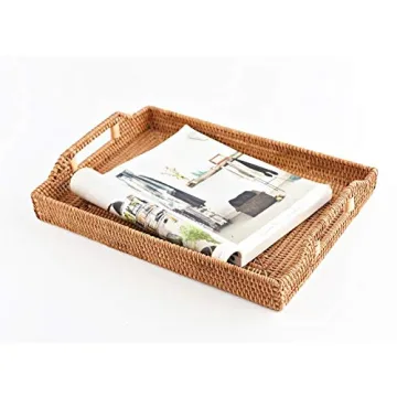 Elegant Hand-Woven Rattan Tray for Serving and Decor