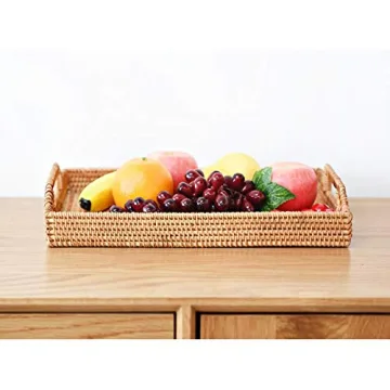 Elegant Hand-Woven Rattan Tray for Serving and Decor