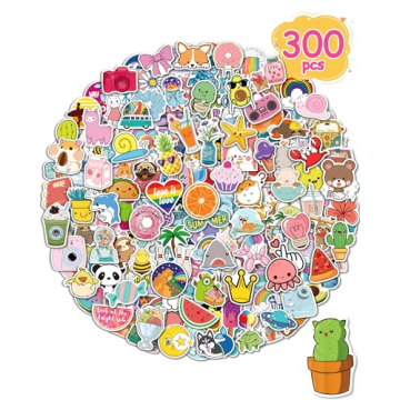 Sticker for Water Bottles, 300 Pcs/Pack Cute Vinyl Waterproof Vsco Laptop Stickers for School Studen...