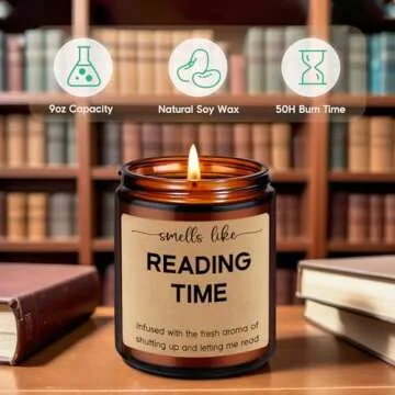 GSPY Reading Candle, Book Lovers Gifts, Readers, Bookish Present - Reading Accessories, Cute Reader Presents - Funny Birthday, Valentines Gifts for Book Lovers Women, Bookworm, Librarian, Men