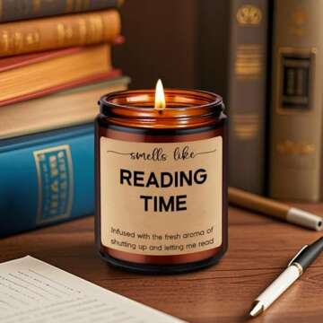 GSPY Reading Candle, Book Lovers Gifts, Readers, Bookish Present - Reading Accessories, Cute Reader Presents - Funny Birthday, Valentines Gifts for Book Lovers Women, Bookworm, Librarian, Men