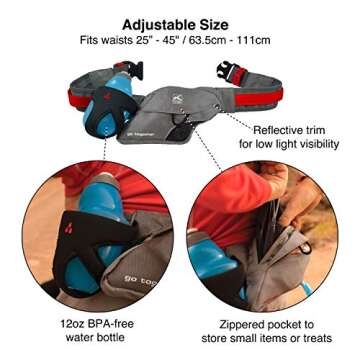 Kurgo Excursion Belt: Hands-Free Dog Running Leash with Poop Bag Dispenser and Water Bottle