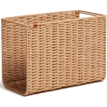 U Brands Woven Hanging File Basket for Stylish Office Organization Supplies